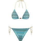 Aquella Renkli Desenli Triko Üçgen Bikini Takım - Çok Renkli - 38