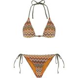 Aquella Renkli Desenli Triko Üçgen Bikini Takım - Çok Renkli - 42
