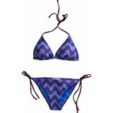 Aquella Renkli Triko Üçgen Bikini Takım - 36 - Mavi