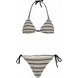 Aquella Triko Siyah Çizgili Ekru Üçgen Bikini Takım - 40