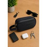Ar-01 Erkek Siyah Suya Dayanıklı Suni Vegan Deri Traşlık Bakım Seyahat El Çantası Portföy/Clutch Lacivert