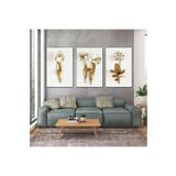 Ar Ajans Kanvas Tablo Altın Dallı Beyaz Çiçekler Modern Dekor Üçlü Kombin 3 Lü Set Kanvas Tablo 40 X 60