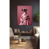 Ar Ajans Kanvas Tablo Pembe Elbiseli Gözlük Takan Köpek Kanvas Tablo Ar040676 60 X 90