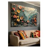 Ar Ajans Kanvas Tablo Peony (Şakayık) Ve Rose (Gül) Masalsı Çiçek Manzarası Dekoratif Kanvas Tablo 60 X 90