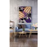 Ar Ajans Kanvas Tablo Renkli Tırnaklar Mor Ojeli Dekoratif Salon Kuför Kanvas Tablo 35 X 50