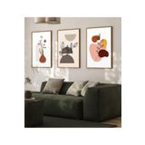 Ar Ajans Kanvas Tablo Soyut Geometrik Çizimler Boho Çizgiler Çerçeve Görünümlü 3'Lü Set Tablo 30 X 40