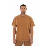 Ar-ma Erkek Bisiklet Yaka Sweatshirt Basic Baskisiz Cepsiz Kisa Kollu Örme Kumaş Oversize%95 Pamuk%5 Likra 30/2 Diagonal 2 İplik Y25344376401 Kahverengi-K3