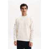 Ar-ma Erkek Bisiklet Yaka Sweatshirt Baskisiz Basic Sağ Kol Fermuar Cepli Örme Kumaş Regular Fit%70 Pamuk%30 Polyester 30/1 Şardonlu Üç İplik K30124603302 Ekru-E1