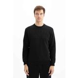 Ar-ma Erkek Bisiklet Yaka Sweatshirt Yazi Baskili Cepsiz Örme Kumaş Regular Fit%70 Pamuk%30 Polyester 30/1 Şardonlu Üç İplik K26124600801 Siyah-S1