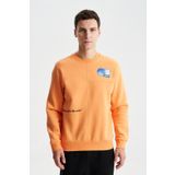 Ar-ma Erkek Bisiklet Yaka Sweatshirt Yazi Baskili Cepsiz Örme Kumaş Regular Fit%70 Pamuk%30 Polyester 30/1 Şardonlu Üç İplik K28124602001 Turuncu-T1
