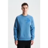 Ar-ma Erkek Bisiklet Yaka Sweatshirt Yazi Baskili Cepsiz Örme Kumaş Regular Fit%70 Pamuk%30 Polyester 30/1 Şardonlu Üç İplik K28124602401 Mavi-M2
