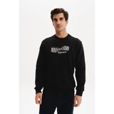 Ar-ma Erkek Bisiklet Yaka Sweatshirt Yazi Baskili Cepsiz Örme Kumaş Regular Fit%70 Pamuk%30 Polyester 30/1 Şardonlu Üç İplik K30124603002 Siyah-S1
