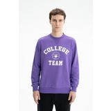 Ar-ma Erkek Bisiklet Yaka Sweatshirt Yazi Baskili Cepsiz Örme Kumaş Regular Fit%75 Pamuk%25 Polyester 30/1 3 İplik Şardonsuz K26124601201 Mor-M1