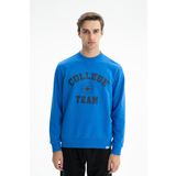 Ar-ma Erkek Bisiklet Yaka Sweatshirt Yazi Baskili Cepsiz Örme Kumaş Regular Fit%75 Pamuk%25 Polyester 30/1 3 İplik Şardonsuz K26124601201 Saks Mavisi-SM1