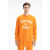 Ar-ma Erkek Bisiklet Yaka Sweatshirt Yazi Baskili Cepsiz Örme Kumaş Regular Fit%75 Pamuk%25 Polyester 30/1 3 İplik Şardonsuz K26124601201 Turuncu-T1