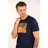 Ar-ma Erkek Bisiklet Yaka Tişört Resim Baskili Örme Kumaş Regular Fit%100 Pamuk 30/1 Penye Süprem Y22344401301 Lacivert-L1