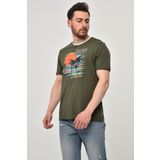 Ar-ma Erkek Bisiklet Yaka Tişört Resim Baskili Örme Kumaş Regular Fit%100 Pamuk 30/1 Penye Süprem Y22344402701 Haki-H1