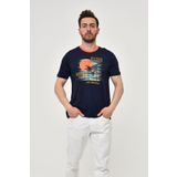 Ar-ma Erkek Bisiklet Yaka Tişört Resim Baskili Örme Kumaş Regular Fit%100 Pamuk 30/1 Penye Süprem Y22344402701 Lacivert-L1