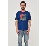 Ar-ma Erkek Bisiklet Yaka Tişört Resim Baskili Örme Kumaş Regular Fit%100 Pamuk 30/1 Penye Süprem Y22344402701 Saks Mavisi-SM1