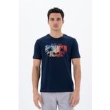 Ar-ma Erkek Bisiklet Yaka Tişört Resim Baskili Örme Kumaş Regular Fit%100 Pamuk 30/1 Penye Süprem Y25344404001 Lacivert-L1
