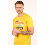 Ar-ma Erkek Bisiklet Yaka Tişört Yazi Baskili Büyük Beden Penye Süprem Y22374868101 - 5XL - Sarı