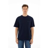 Ar-ma Erkek Bisiklet Yaka Tişört Yazi Baskili Örme Kumaş Oversize%100 Pamuk 30/1 Penye Süprem Y25344403101 Lacivert-L1