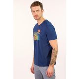 Ar-ma Erkek Bisiklet Yaka Tişört Yazi Baskili Örme Kumaş Regular Fit%100 Pamuk 30/1 Penye Süprem Y22344400501 İndigo-İ1