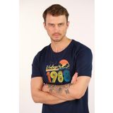Ar-ma Erkek Bisiklet Yaka Tişört Yazi Baskili Örme Kumaş Regular Fit%100 Pamuk 30/1 Penye Süprem Y22344400501 Lacivert-L1