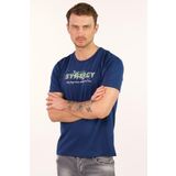 Ar-ma Erkek Bisiklet Yaka Tişört Yazi Baskili Örme Kumaş Regular Fit%100 Pamuk 30/1 Penye Süprem Y22344401401 İndigo-İ1