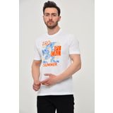 Ar-ma Erkek Bisiklet Yaka Tişört Yazi Baskili Örme Kumaş Regular Fit%100 Pamuk 30/1 Penye Süprem Y22344402501 Beyaz-B1