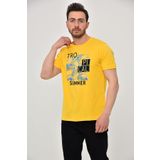 Ar-ma Erkek Bisiklet Yaka Tişört Yazi Baskili Örme Kumaş Regular Fit%100 Pamuk 30/1 Penye Süprem Y22344402501 Sarı-S1