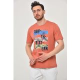 Ar-ma Erkek Bisiklet Yaka Tişört Yazi Baskili Örme Kumaş Regular Fit%100 Pamuk 30/1 Penye Süprem Y22344402601 Pembe-P4