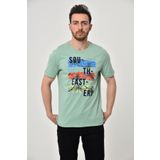 Ar-ma Erkek Bisiklet Yaka Tişört Yazi Baskili Örme Kumaş Regular Fit%100 Pamuk 30/1 Penye Süprem Y22344402601 Yeşil-Y2