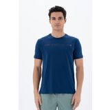 Ar-ma Erkek Bisiklet Yaka Tişört Yazi Baskili Örme Kumaş Regular Fit%100 Pamuk 30/1 Penye Süprem Y25344404301 İndigo-İ1