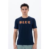 Ar-ma Erkek Bisiklet Yaka Tişört Yazi Baskili Örme Kumaş Regular Fit%100 Pamuk 30/1 Penye Süprem Y25344405901 Lacivert-L1