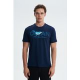 Ar-ma Erkek Bisiklet Yaka Tişört Yazi Baskili Örme Kumaş Regular Fit%100 Pamuk 30/1 Penye Süprem Y27344407701 Lacivert-L1