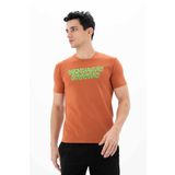 Ar-ma Erkek Bisiklet Yaka Tişört Yazi Baskili Örme Kumaş Slim Fit%93 Pamuk%7 Elastan 36/1 Full Elastan Süprem Y25344452001 Pembe-P4