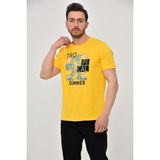 Ar-ma Erkek Bisiklet Yaka Tişört Yazi Baskili Regular Fit Penye Süprem Y22344402501 - XL - Sarı