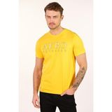 Ar-ma Erkek Bisiklet Yaka Tişört Yazi Baskili Slim Fit Full Süprem Y22344450501 - Sarı - 2XL