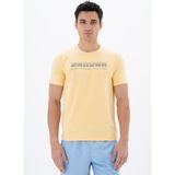 Ar-ma Erkek Bisiklet Yaka Tişört Yazi Baskili Slim Fit Full Süprem Y25344451801 - Sarı - 2XL