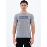 Ar-ma Erkek Bisiklet Yaka Tişört Yazi Baskili Slim Fit Full Süprem Y25344451901 - Gri-GR130