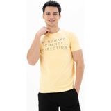 Ar-ma Erkek Bisiklet Yaka Tişört Yazi Baskili Slim Fit Full Süprem Y25364451701 - Sarı