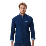 Ar-ma Erkek Denim Gömlek Slim Fit Dar Kesim%100 Pamuk Kot Dokuma Düğmeli K9GKD1070 Lacivert-L1