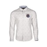 Ar-ma Erkek Gömlek Desenli Düğme Kapamali Cepsiz Uzun Kollu Gömlek Dokuma Kumaş Regular Fit%100 Pamuk Chambre Y9GKD1074 Beyaz-B1