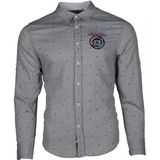 Ar-ma Erkek Gömlek Desenli Düğme Kapamali Cepsiz Uzun Kollu Gömlek Regular Fit Chambre Y9GKD1074 - 2XL - Gri-G6