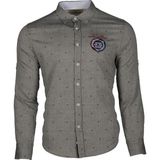 Ar-ma Erkek Gömlek Desenli Düğme Kapamali Cepsiz Uzun Kollu Gömlek Regular Fit Chambre Y9GKD1074 - 2XL - Gri-GR130