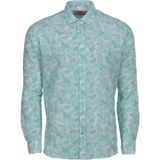 Ar-ma Erkek Gömlek Gofreli Desenli Düğme Kapamali Uzun Kollu Cepsiz Gömlek Regular Fit Opal Y0GKD1131 - Yeşil - 2XL