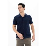Ar-ma Erkek Gömlek Polo Yaka Kisa Kollu Düğme Kapamali Cepsiz Gömlek Örme Kumaş Büyük Beden%100 Pamuk 30/1 Çift Toplama Penye Pike Y25184866501 Lacivert-L1