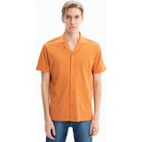 Ar-ma Erkek Gömlek Polo Yaka Kisa Kollu Düğme Kapamali Cepsiz Gömlek Regular Fit Çift Toplama Penye Pike Y25374351101 - Pembe-ER202