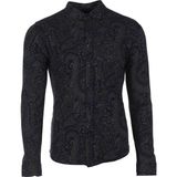 Ar-ma Erkek Gömlek Şal Desenli Düğme Kapamali Uzun Kollu Cepsiz Gömlek Regular Fit Tek Toplama Licrali Pike K8GKO1050 - Indigo - 2XL